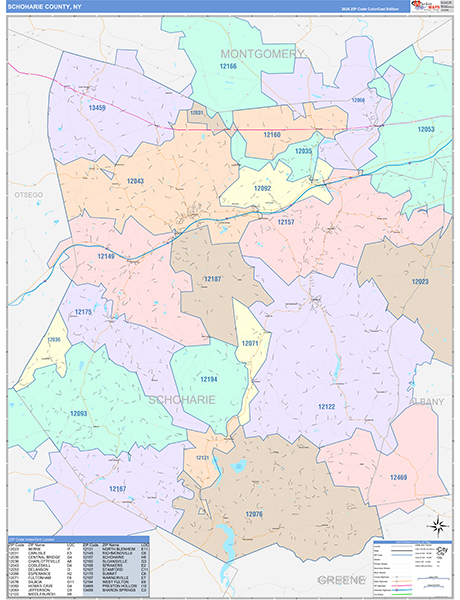 Schoharie County, NY Zip Code Map