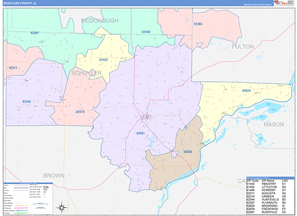 Schuyler County, IL Zip Code Map