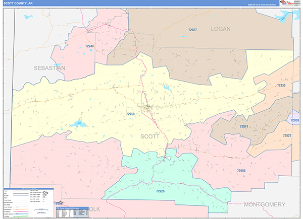 Scott County, AR Zip Code Map