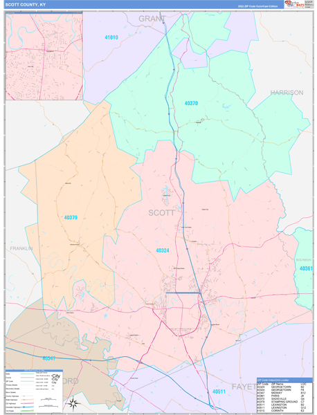 Scott County, KY Zip Code Map