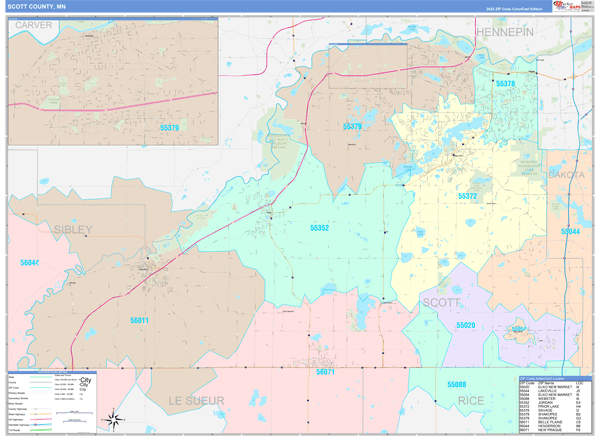 Scott County, MN Wall Map