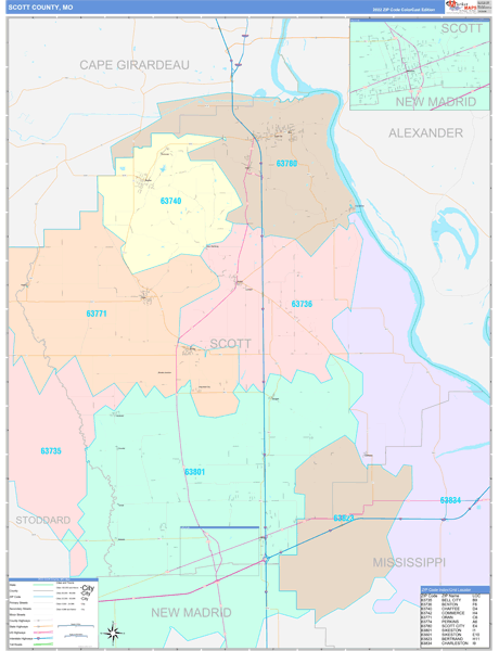 Scott County, MO Wall Map