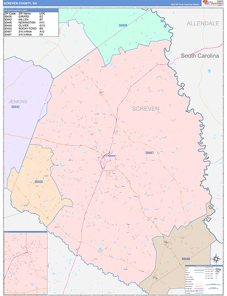 Screven County, GA Zip Code Map
