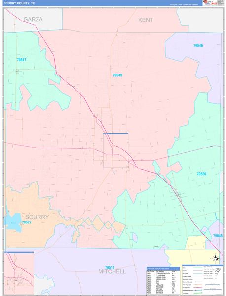 Scurry County, TX Wall Map