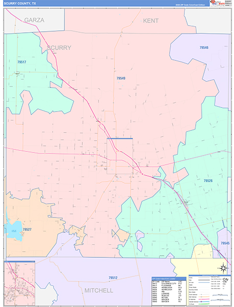 Scurry County, TX Zip Code Map