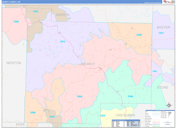 Searcy County Digital Map Color Cast Style