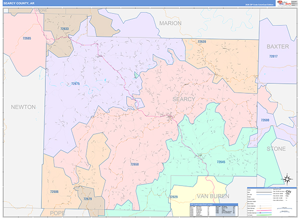 Searcy County, AR Zip Code Map