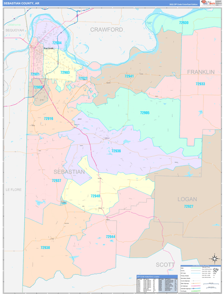 Sebastian County, AR Zip Code Map