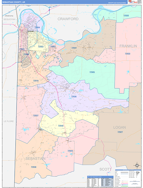 Sebastian County, AR Zip Code Map