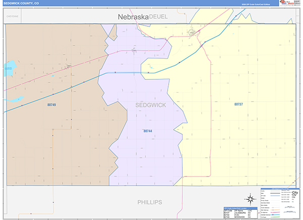 Sedgwick County, CO Zip Code Map