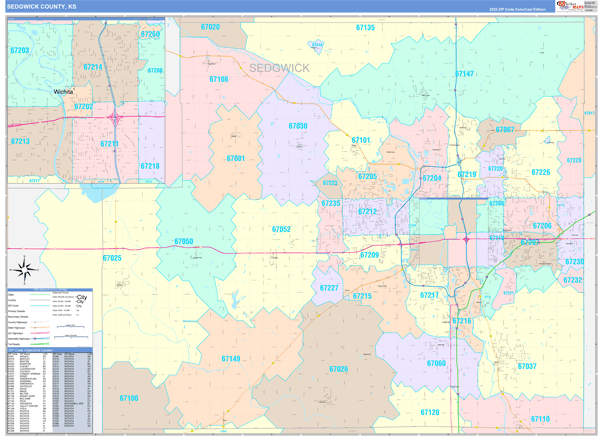 Sedgwick County, KS Zip Code Map