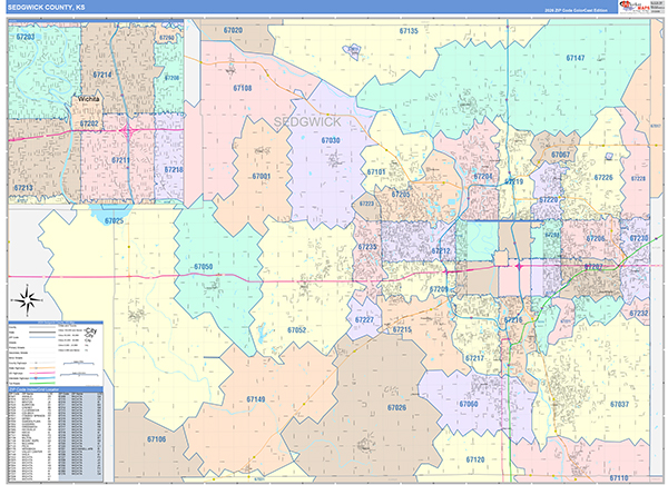 Sedgwick County, KS Wall Map