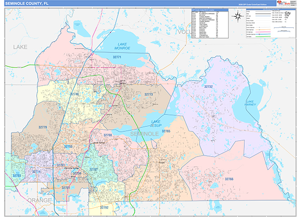 Seminole County, FL Wall Map