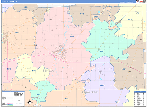 Seneca County, OH Zip Code Map