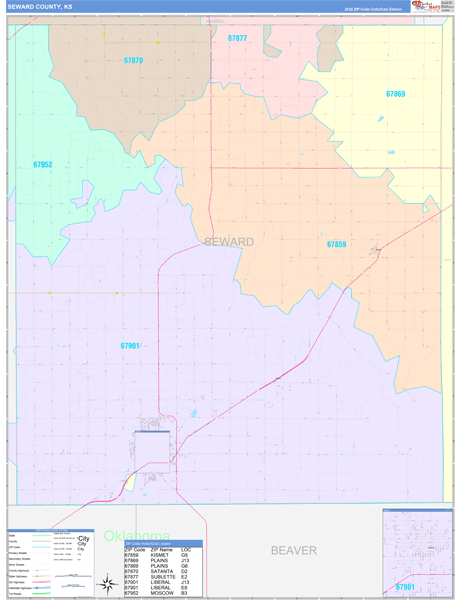 Seward County, KS Zip Code Map
