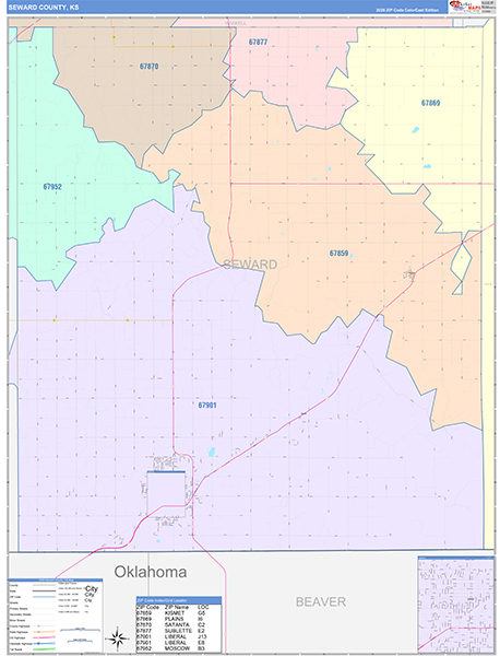 Seward County, KS Zip Code Map