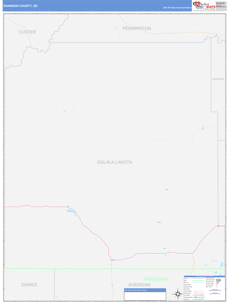 Shannon County Digital Map Color Cast Style