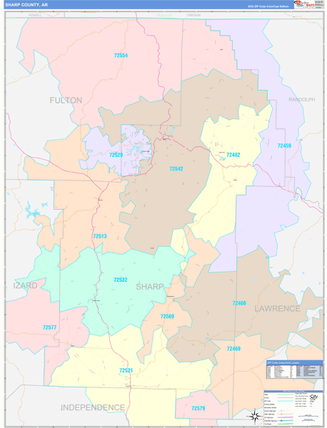 Sharp County, AR Zip Code Map