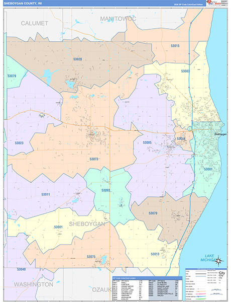 Sheboygan County, WI Wall Map
