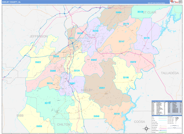 Shelby County, AL Wall Map Color Cast Style by MarketMAPS - MapSales