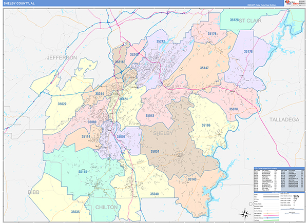 Shelby County, AL Zip Code Map