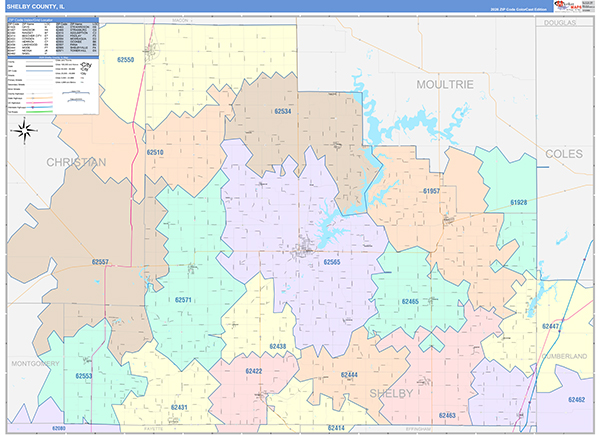 Shelby County, IL Wall Map