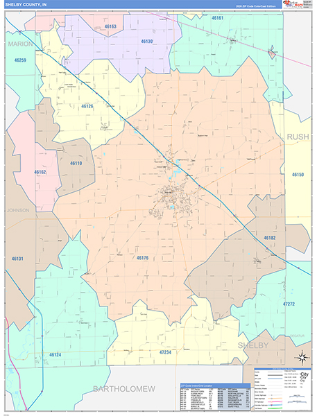 Shelby County, IN Zip Code Map