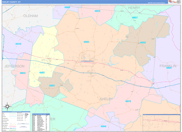 Shelby County, KY Zip Code Map