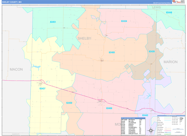 Shelby County Digital Map Color Cast Style