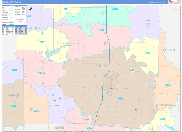 Shelby County, OH Wall Map