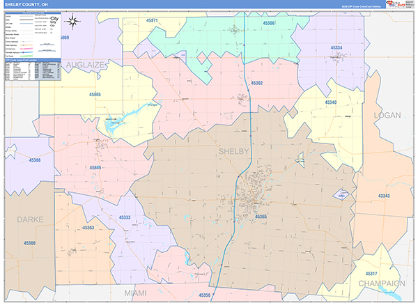 Shelby County, OH Zip Code Map