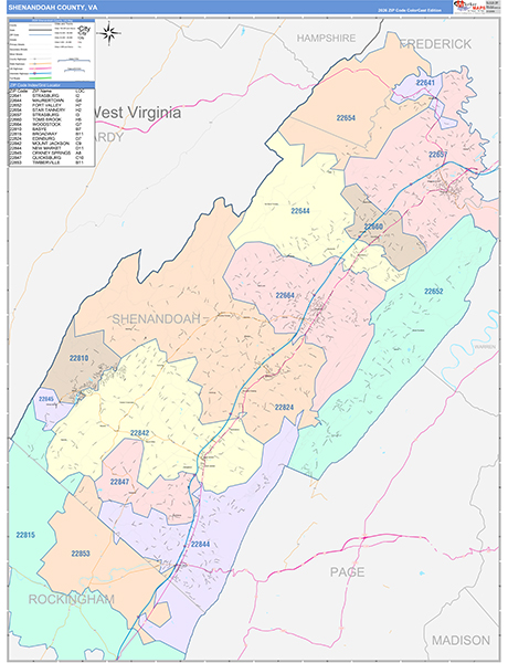 Shenandoah County, VA Zip Code Map