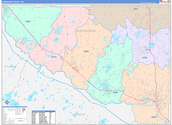 Sherburne County, MN Zip Code Map