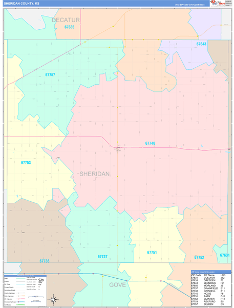 Sheridan County, KS Zip Code Map