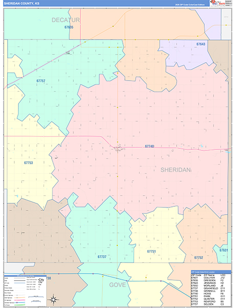 Sheridan County, KS Zip Code Map