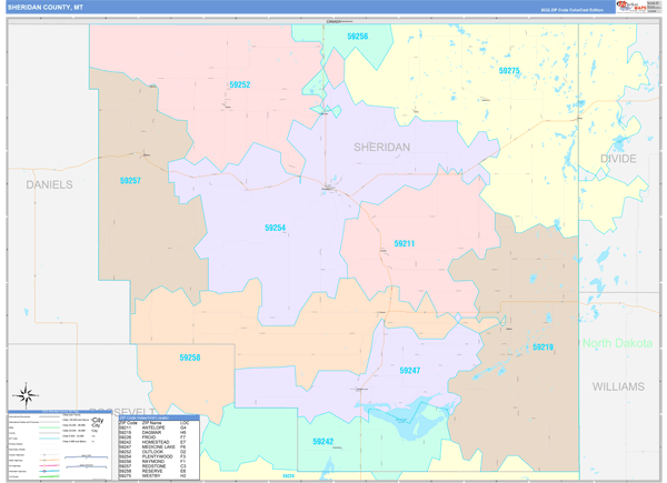 Sheridan County Digital Map Color Cast Style