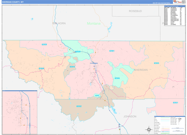 Sheridan County, WY Zip Code Map