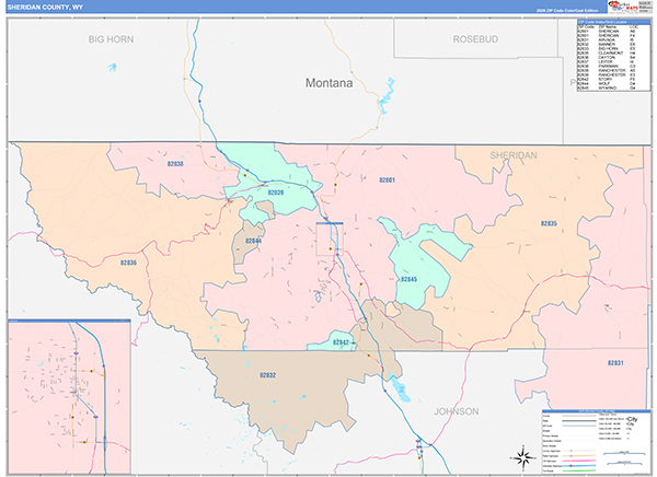 Sheridan County, WY Zip Code Map