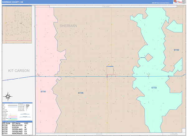 Sherman County, KS Wall Map