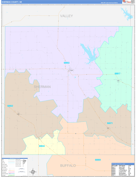 Sherman County, NE Wall Map
