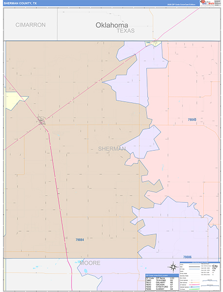 Sherman County, TX Zip Code Map