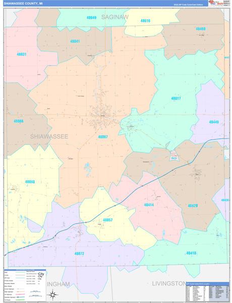 Shiawassee County Digital Map Color Cast Style