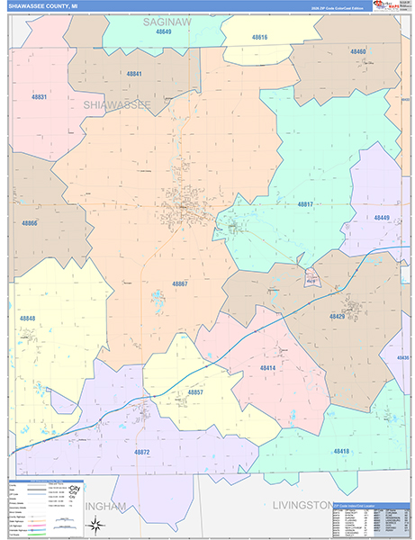 Shiawassee County, MI Zip Code Map