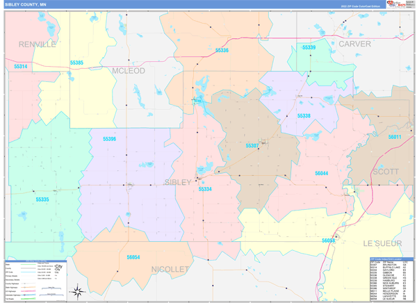 Sibley County Digital Map Color Cast Style