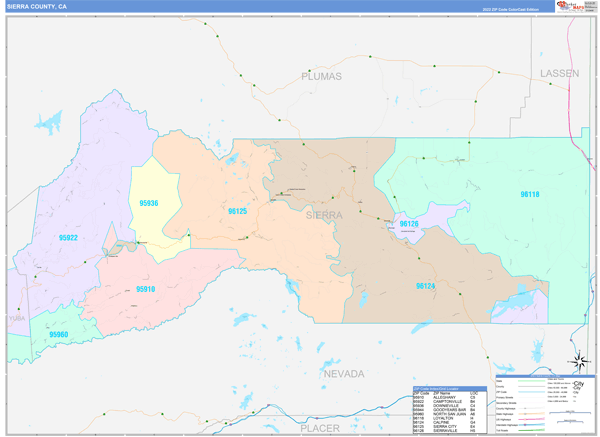 Sierra County Digital Map Color Cast Style
