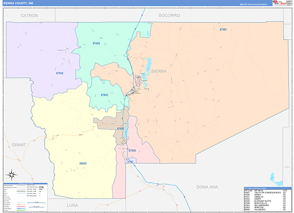 Sierra County, NM Zip Code Map