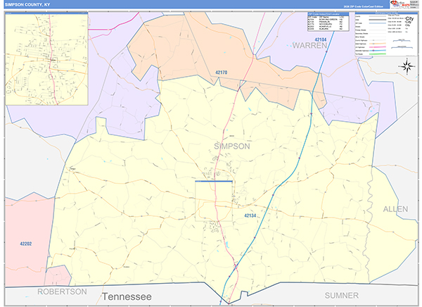 Simpson County, KY Zip Code Map