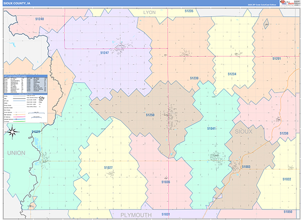 Sioux County, IA Wall Map