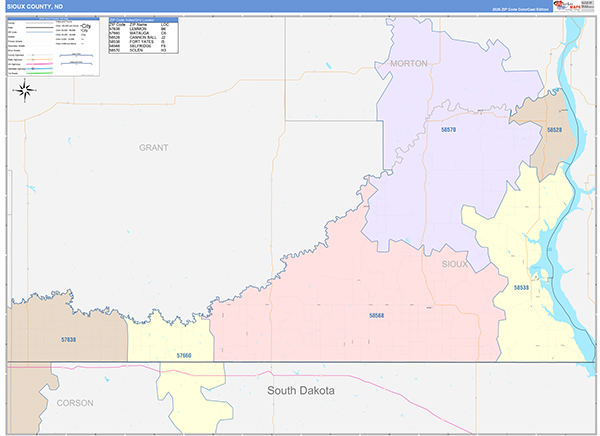 Sioux County, ND Wall Map