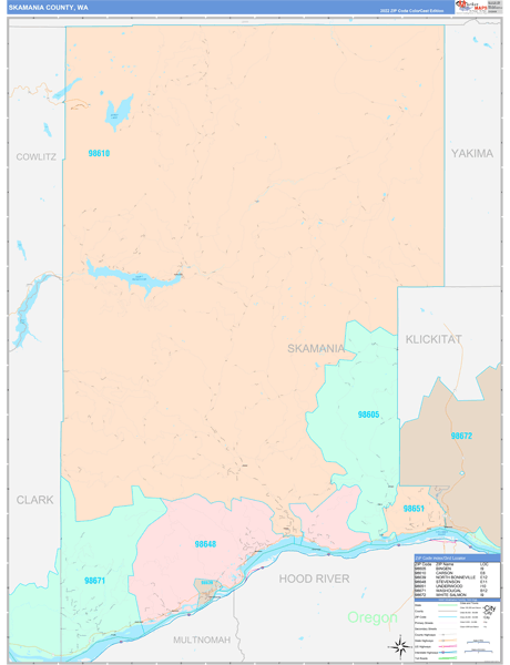 Skamania County Digital Map Color Cast Style